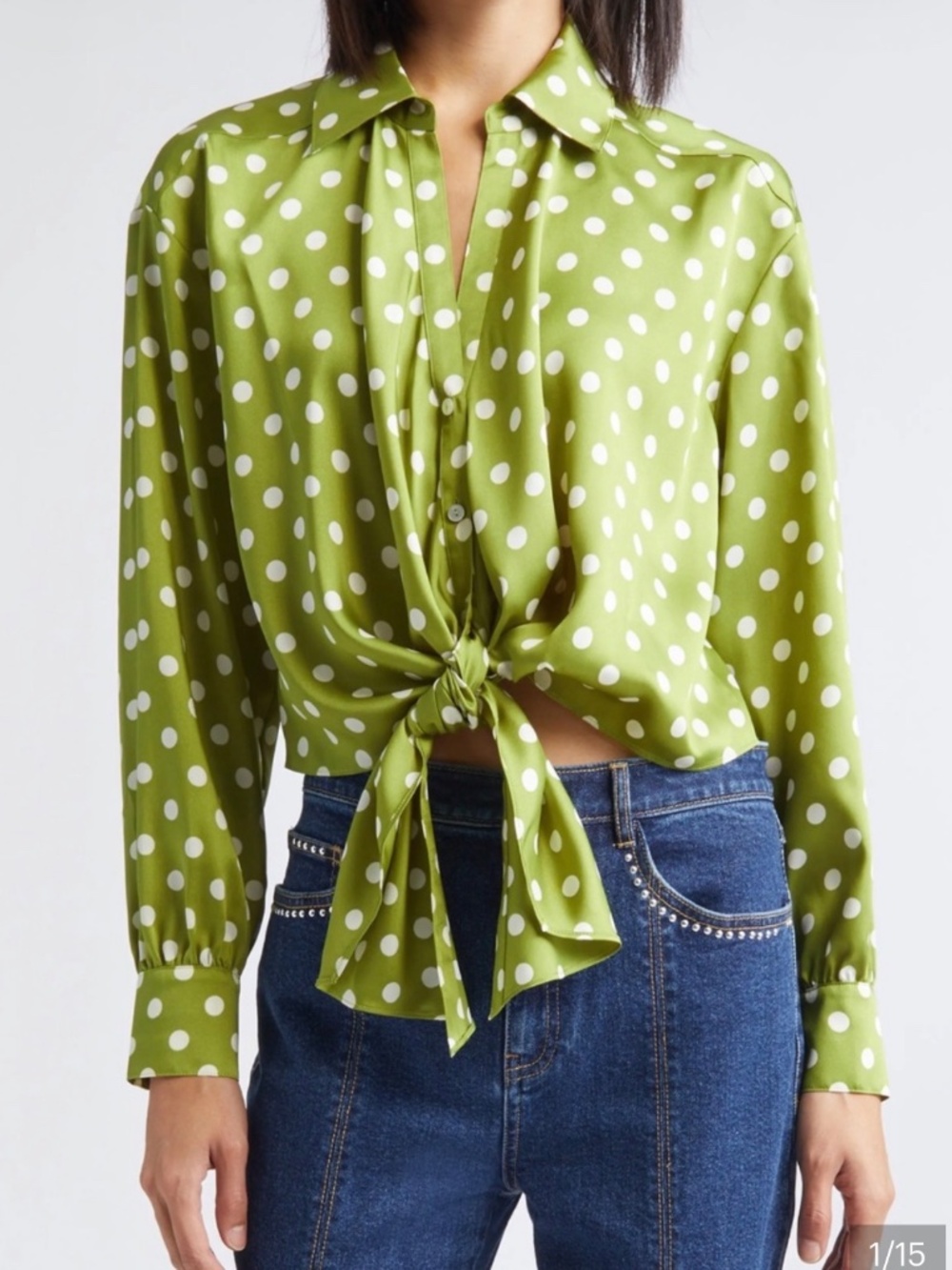 NWT CINQ a SEPT Camille Polka Dot Marianna Top Size M Color Pickle/ivory - Picture 6 of 10